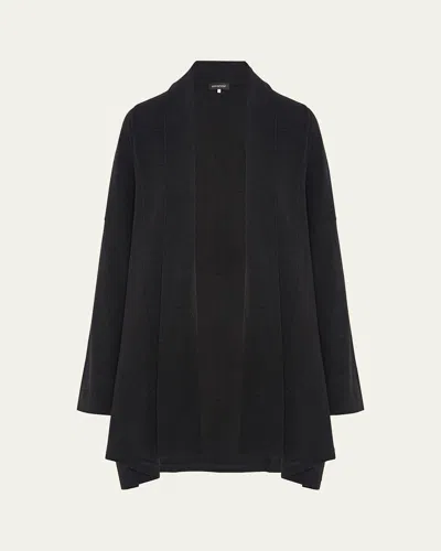 Eskandar Wide A-line Shawl-collar Cardigan (long Plus Length) In Coal