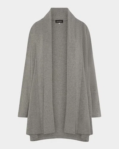 Eskandar Wide A-line Shawl-collar Cardigan (long Plus Length) In Silvergrey