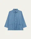 ESKANDAR WIDE A-LINE SHIRT JACKET WITH COLLAR (LONG LENGTH)