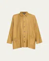 Eskandar Wide A-line Shirt Jacket With Collar (long Length) In Chamomile
