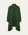 Eskandar Wide A-line Shirt With Collar (very Long Length) In Green