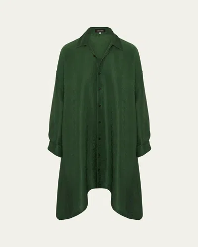 Eskandar Wide A-line Shirt With Collar (very Long Length) In Green