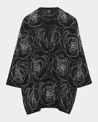 Eskandar Wide A-line V-neck Jacket (long Length) In Black