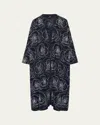 Eskandar Wide A-line V Neck Open Coat In Navydark