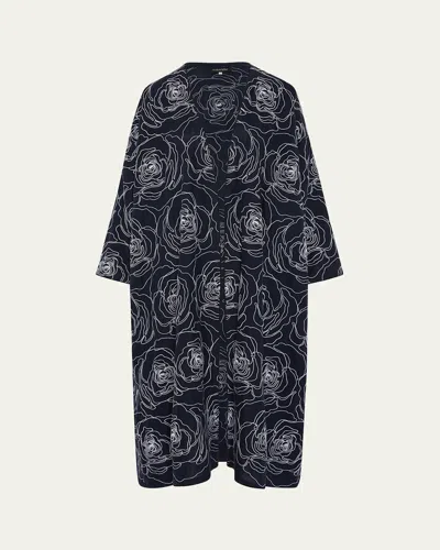 Eskandar Wide A-line V Neck Open Coat In Navydark