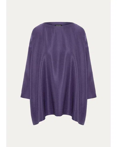Eskandar Wide A-line Scoop Neck Top - Long Length In Purple