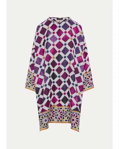 Eskandar Wide Bound Neck Shirt - Very Long With Slits In Multi