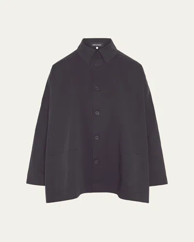 Eskandar Wide Button-down Shirt In Black