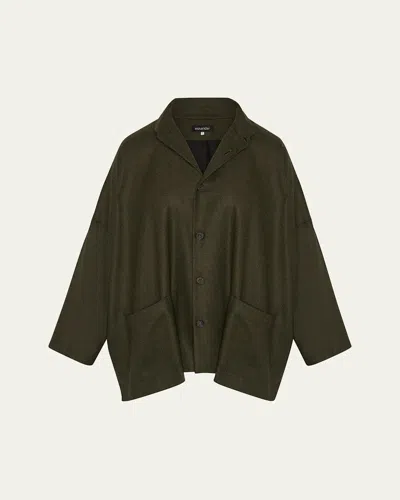 Eskandar Wide Longer-back Double-stand Collar Jacket (long Length)