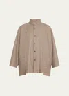 ESKANDAR WIDE LONGER-BACK DOUBLE STAND COLLAR JACKET (LONG LENGTH)