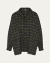 Eskandar Wide Longer-back Double Stand-collar Shirt Jacket (long Length) In Multi
