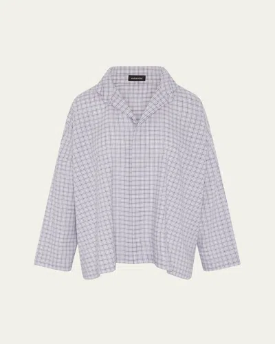 Eskandar Wide Longer-back Double Stand Collar Shirt (mid Plus Length)