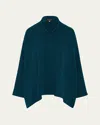 Eskandar Wide Longer-back Double Stand Collar Shirt (mid Plus Length) In Green