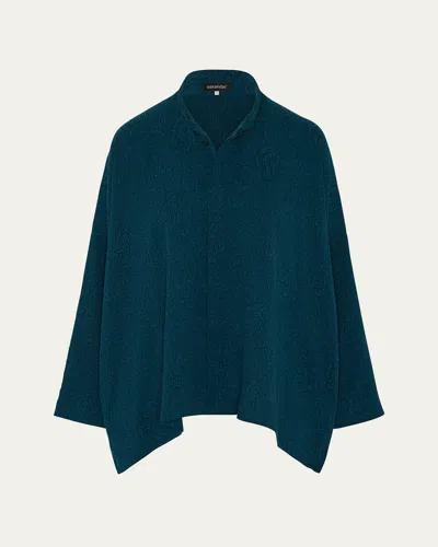 Eskandar Wide Longer-back Double Stand Collar Shirt (mid Plus Length) In Green