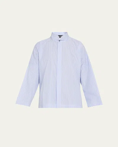 ESKANDAR WIDE LONGER-BACK DOUBLE STAND-COLLAR SHIRT (MID PLUS LENGTH)