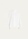 Eskandar Wide Longer Back Double Stand Collar Shirt (mid Plus) In White