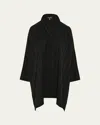 Eskandar Wide Longer-back Double Stand-collar Shirt With Slits (very Long Length) In Black