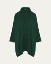 Eskandar Wide Longer-back Double Stand-collar Shirt With Slits (very Long Length) In Green