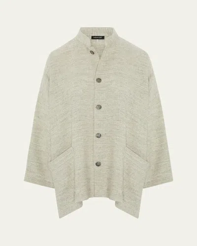 Eskandar Wide Mandarin Jacket (long Length) In Natural