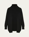 Eskandar Wide Raglan Sleeve Roll Neck Sweater (long Length) In Black