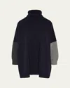 Eskandar Wide Roll Neck Sweater (long Length) In Black