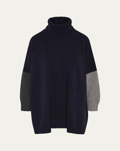 Eskandar Wide Roll Neck Sweater (long Length) In Multi