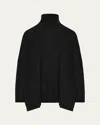 Eskandar Wide Scrunch Neck Top (mid Plus Length) In Black