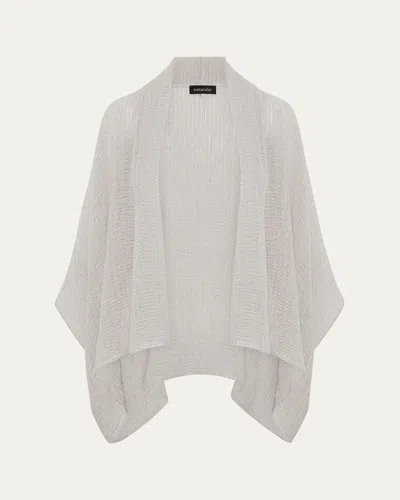 Eskandar Wide Short Sleeve Scrunch Shawl Collar Jacket - Mid Plus Length In Neutral