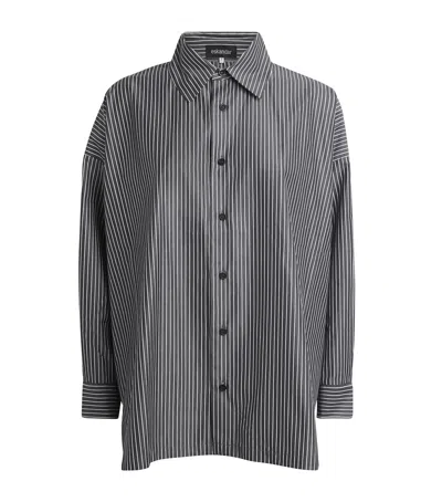 Eskandar Wide Stripe A-line Shirt In Gray