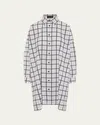Eskandar Wide Trapeze Plaid-print Cotton Shirt In Black