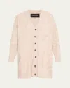 Eskandar Wide V-neck Cardigan (long Plus Length) In Naturalpink