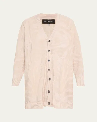 Eskandar Wide V-neck Cardigan (long Plus Length) In Naturalpink