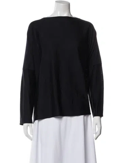 Pre-owned Eskandar Wool Bateau Neckline Sweater W/ Tags In Blue