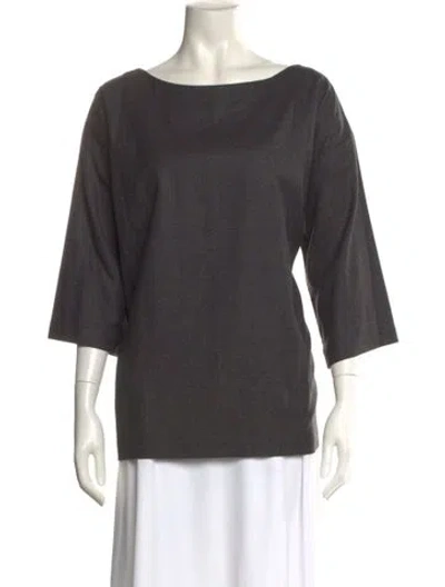Pre-owned Eskandar Wool Bateau Neckline Top In Gray