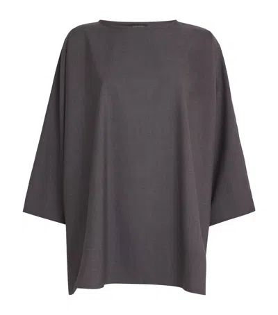 Eskandar Wool Boat-neck Top In Brown