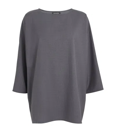 Eskandar Wool Boat-neck Top In Grey