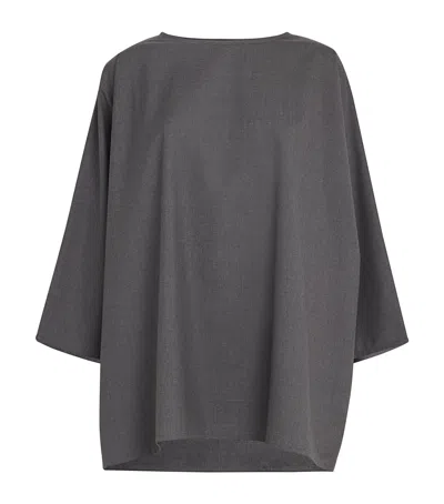 Eskandar Wool Boat-neck Top In Grey