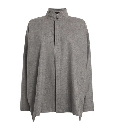 Eskandar Wool-cashmere-blend Wide Shirt In Grey