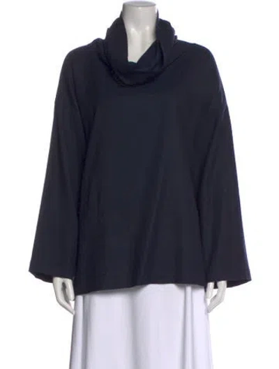 Pre-owned Eskandar Wool Cowl Neck Top In Blue