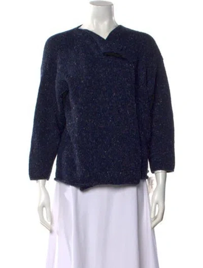 Pre-owned Eskandar Wool Crew Neck Sweater In Blue