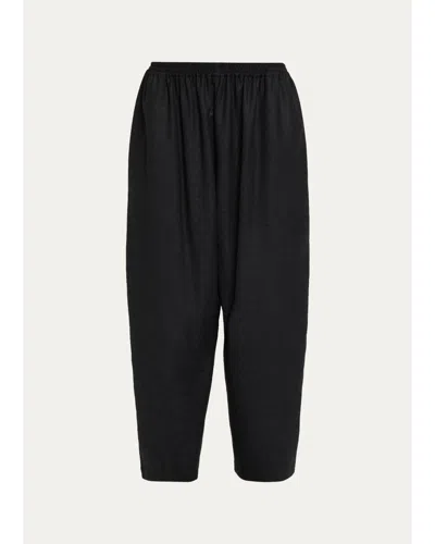 Eskandar Wool Flannel Japanese Trousers In Black