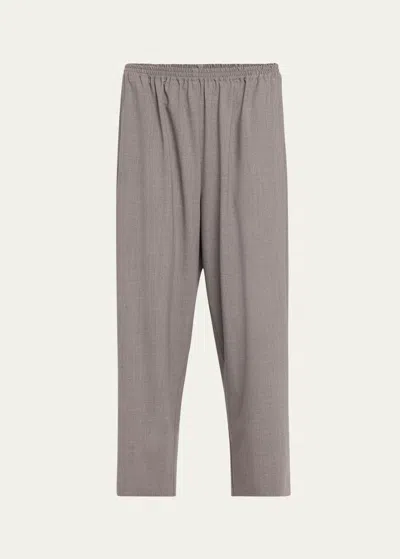 Eskandar Wool Japanese Trousers In Flannelgrey