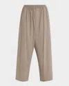 Eskandar Wool Japanese Trousers In Mushroom
