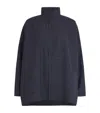 Eskandar Wool-linen Double Stand-collar Shirt Jacket In Blue