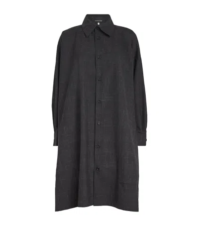 Eskandar Wool-linen Wide A-line Shirt Jacket In Grey