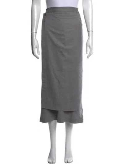 Pre-owned Eskandar Wool Long Skirt In Gray