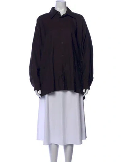 Pre-owned Eskandar Wool Long Sleeve Button-up Top In Black