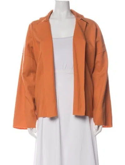 Pre-owned Eskandar Wool Open Front Sweater In Orange