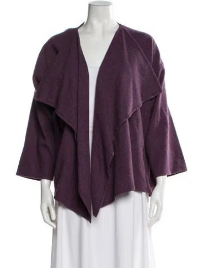 Pre-owned Eskandar Wool Open Front Sweater In Purple
