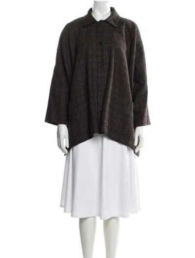 Pre-owned Eskandar Wool Plaid Print In Brown